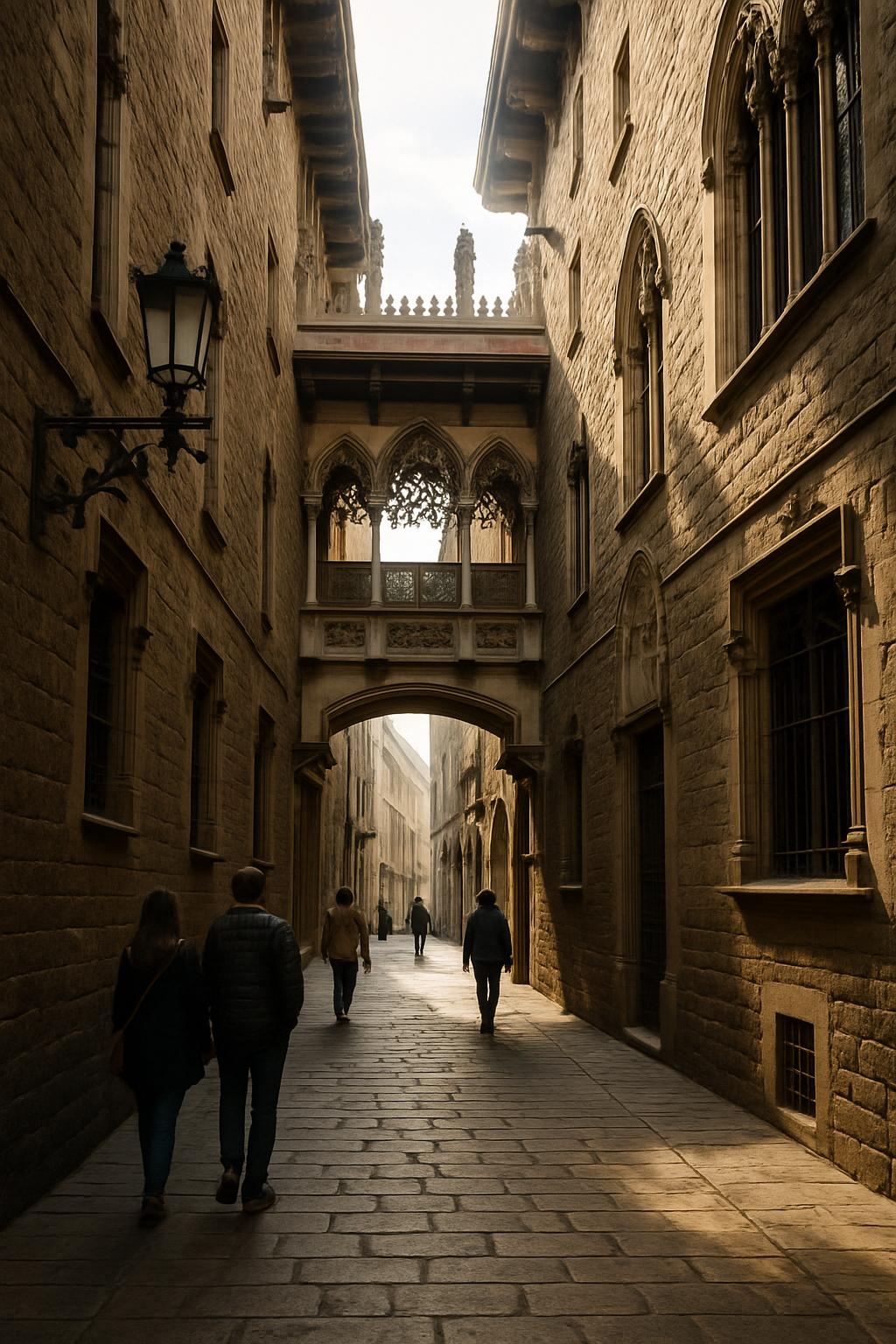 Ruas estreitas do Bairro Gótico de Barcelona