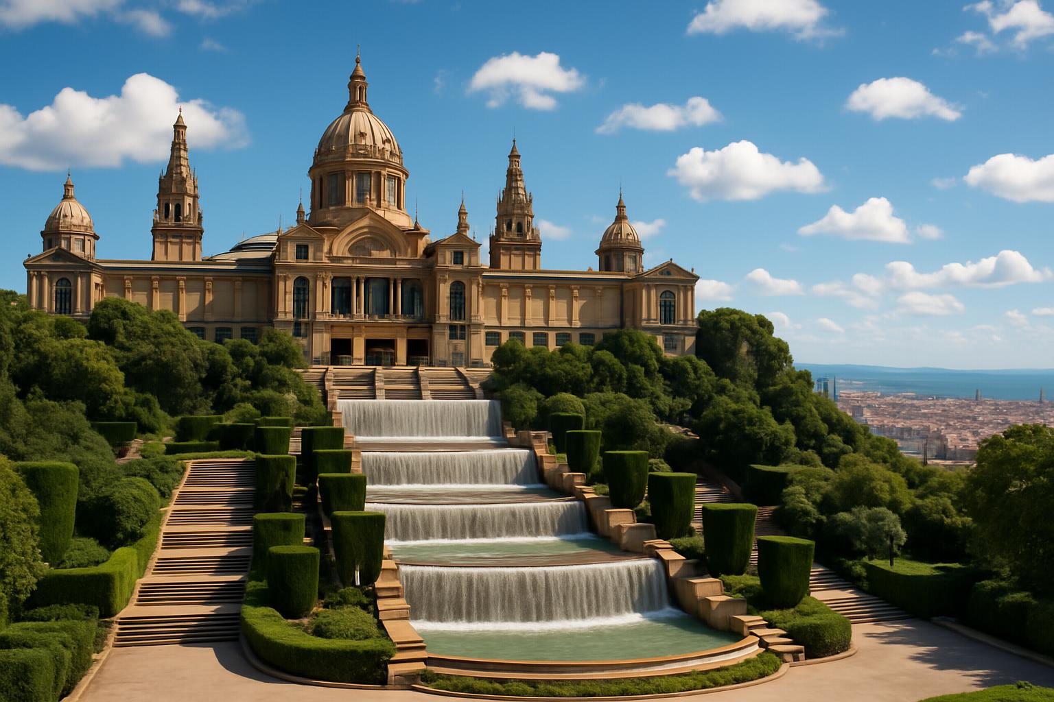 Vista da montanha de Montjuïc com o Palácio Nacional