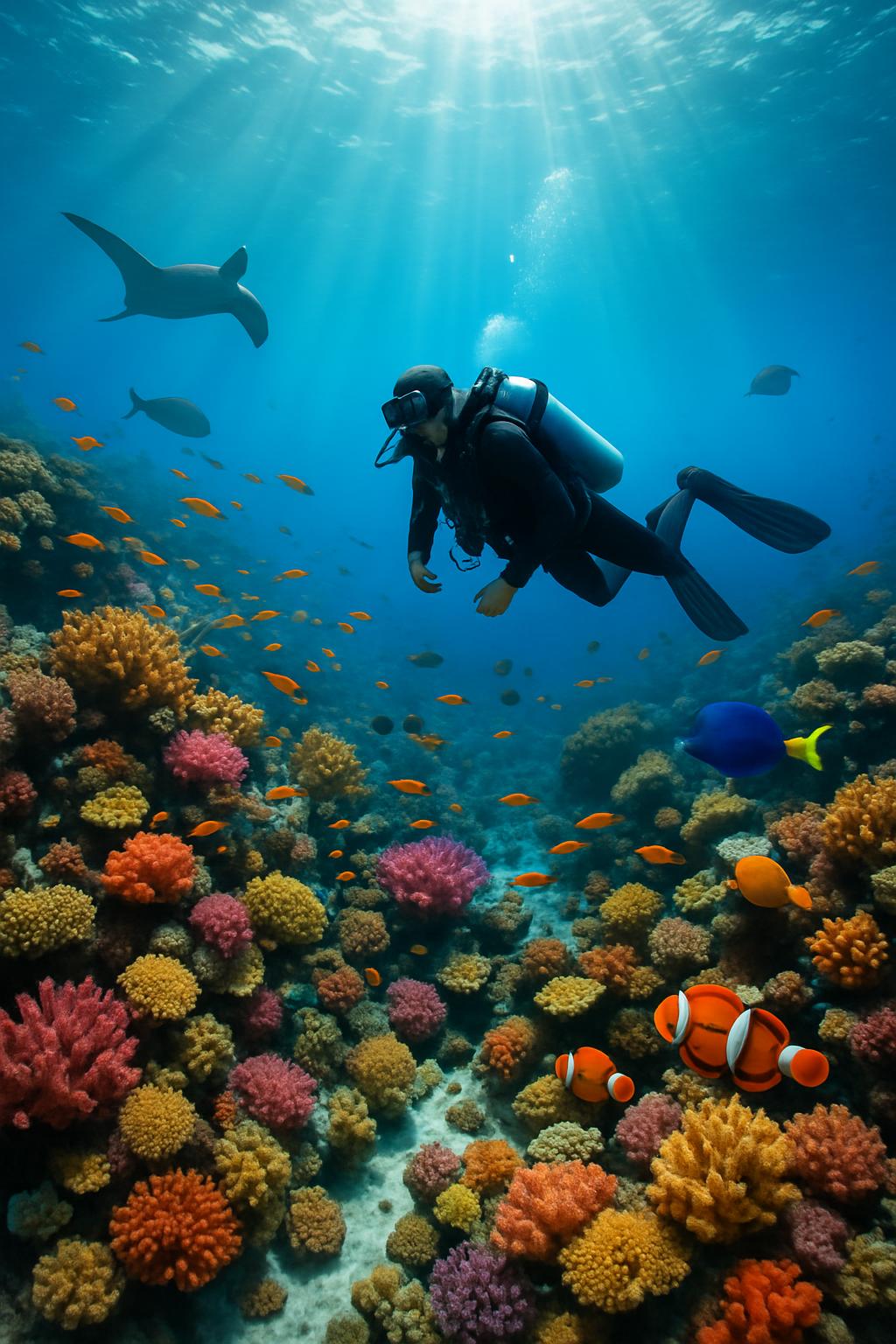 Mergulho com vida marinha nas Maldivas